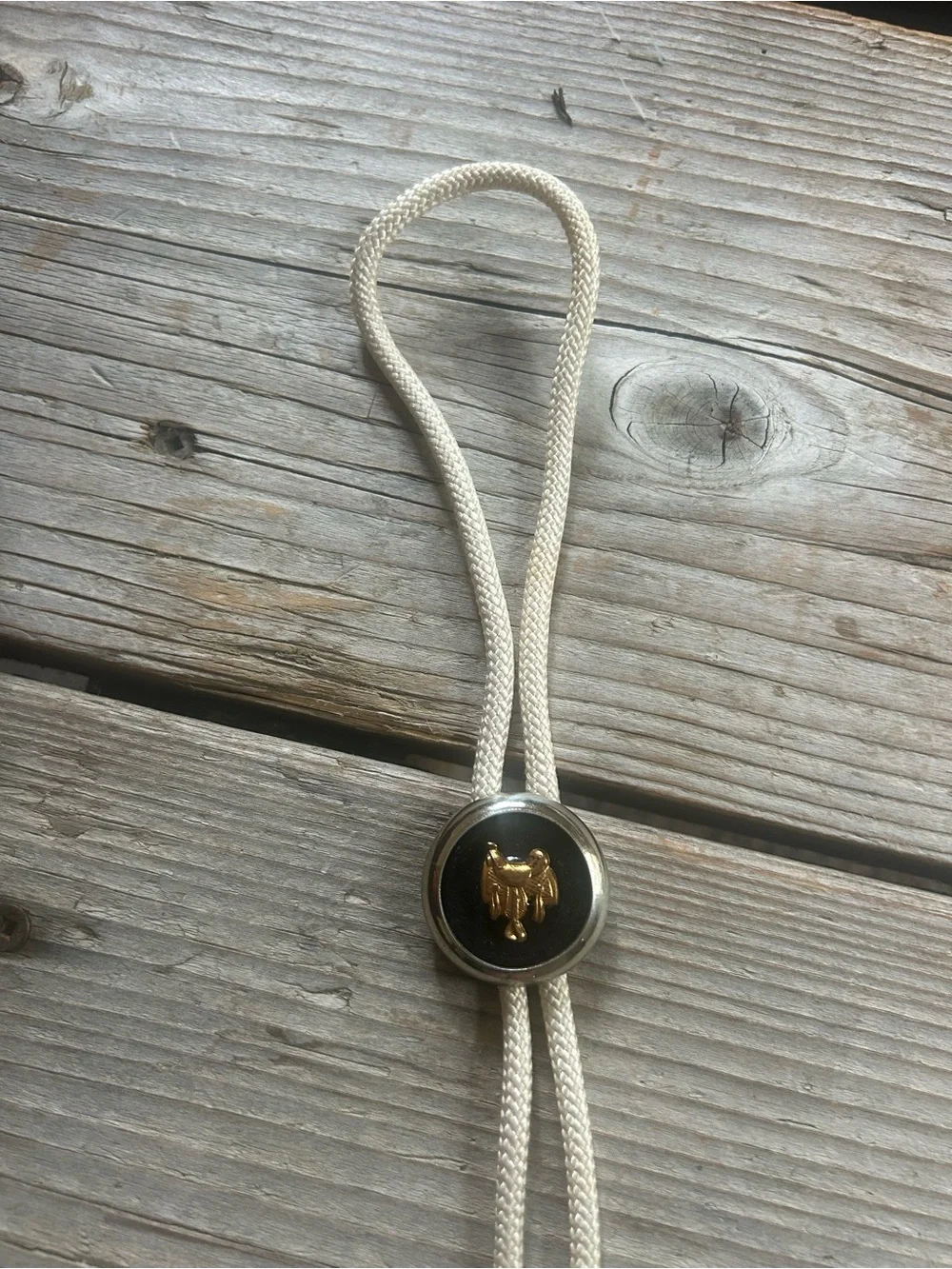 Classic Ivory Bolo Tie with Gold Accent
